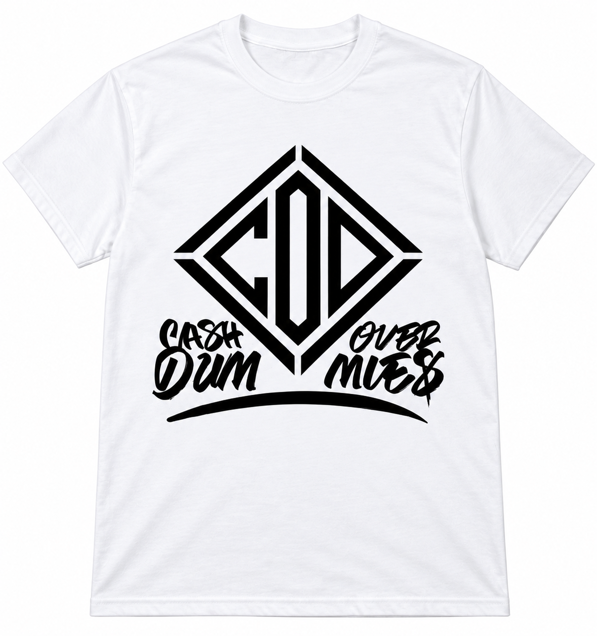 Cash Over Dummies Graphic T-Shirt White & Black/ Unisex Short Sleeve